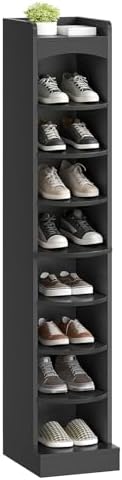 YATINEY 9-Tier Tall Shoe Rack, Wooden Shoe Storage Organizer, Narrow Shoe Cabinet with Removable Shelves for Small Spaces, Holds 9 Pairs of Shoes, for Entrance, Hallway, Black SS02BK by Yatiney