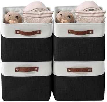 DECOMOMO Storage Bins, Large Fabric Storage Baskets for Shelves 4 Pack by DECOMOMO