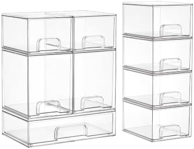 Vtopmart Clear Stackable Storage Drawers Set of 9, Plastic Organizer Bins by Vtopmart