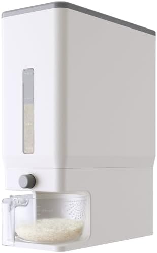 Lifewit Rice Dispenser 25 Lbs, Airtight Storage with Measuring Cup, White by Lifewit