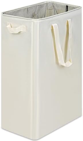 efluky Slim Laundry Basket, Narrow Laundry Hamper with Handles, Collapsible Dirty Clothes Hamper, Tall Laundry Bin for Laundry Room, Dorm and Bedroom, 19.8 Gallon (75L) Beige by efluky
