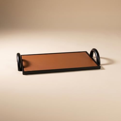 Decorative Tray Rectangular Metal Shelf Tray with Clean Finish and Sturdy Sides Simple Storage Tray for Catchall Use and Display Suitable for Hallway entryway Kitchen Bedroom, Brown - Image 7