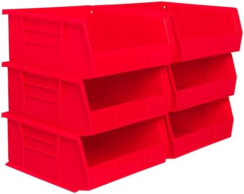 Akro-Mils 30235 AkroBins Plastic Storage Bins, 11"x11"x5", Red, 6-Pack by Akro-Mils