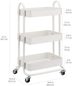Amazon Basics 3-Tier Rolling Utility Cart, Storage Organizer, Lockable Wheels, Multifunctional Storage, Portable Mobile Shelving Unit, White - Image 5