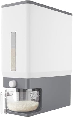 Lifewit Rice Dispenser 25 Lbs, Airtight Storage with Measuring Cup, Grey by Lifewit