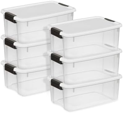 Sterilite Ultra Latch Box with Lids for Home and Office, 18 Quart, 6-Pack by Sterilite