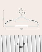 SONGMICS Pack of 50 Coat Hangers, Heavy-Duty Plastic Hangers, Clothes Hangers, White and Dark Gray UCRP020W02 | Non-Slip, 0.2 Inches Slim, 16.5 Inches Wide, 360° Swivel Silver Hook, White and Dark Gray, UCRP020W02 - Image 6