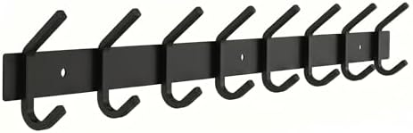 Coat Rack Wall Mount – 24 Inch Stainless Steel Hook Rail with 8 Double Coat Hooks for Hanging – Wall Mounted Entryway Organizer for Coats, Hats, Bags, Towels, Robes, Bedroom or Bathroom - Black by SAYONEYES