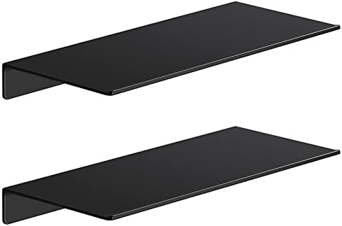 Danpoo 12 inch Metal Floating Shelves for Wall Organizer & Storage, Display Shelves for Bathroom, Living Room, Kitchen, Bedroom(Matte Black, 2-Pack) by Danpoo-ForYourHome