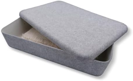 Welaxy Felt Underbed Storage Basket with Removable Lid, Oatmeal Natural Color, Long Shape (Long lidded basket, Gray) by Welaxy