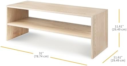 Whitmor Wood Stackable 2-Shelf Shoe Rack, White Oak, 31 inches - Image 2