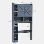 Vabches Over The Toilet Storage Cabinet with 2 Barn Doors, Blue - Image 2