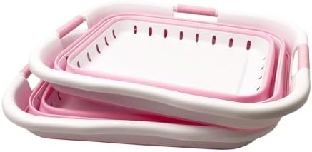 SAMMART Pack of 2 Collapsible Plastic Laundry Basket & Clothes Hamper, Comfort Non-Slip Handle, Foldable Storage Organizer with Space Saving Design, Portable Pop Up Container for Indoor and Outdoor - Image 2
