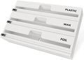 SpaceAid WrapNeat 3 in 1 Wrap Organizer with Cutter and Labels, Plastic Wrap, Aluminum Foil and Wax Bamboo Dispenser for Kitchen Storage Organization Holder for 12" Roll (White) by SpaceAid
