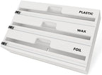 SpaceAid WrapNeat 3 in 1 Wrap Organizer with Cutter and Labels, Plastic Wrap, Aluminum Foil and Wax Bamboo Dispenser for Kitchen Storage Organization Holder for 12" Roll (White) by SpaceAid
