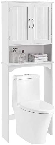 Topeakmart Over the Toilet Rack with Adjustable Shelf and 2 Doors, White by Topeakmart