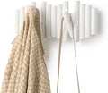 Umbra Picket Coat Rack, Wall Mount 5 Flip-Down Coat Hooks, White by Umbra
