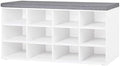 DINZI LVJ Shoe Storage Bench with Cushion, 40.9" Cubby Shoe Rack, 12-Cubby by DINZILVJ