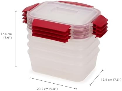 Joseph Joseph Nest Lock 8-piece Plastic BPA Free Food Storage Container Set with Lockable Airtight Leakproof Lids - Red - Image 5