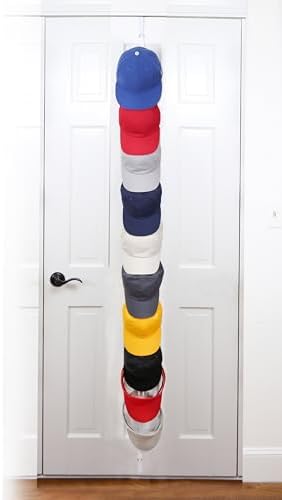 Over-The-Door Hat Organizer for Baseball Caps, 1 Strap, Holds 10-20 Caps by PerfectCurve