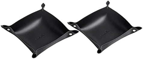 Leather Jewelry Valet Tray for Women and Man (2PCs Black-B) by SANQIANWAN