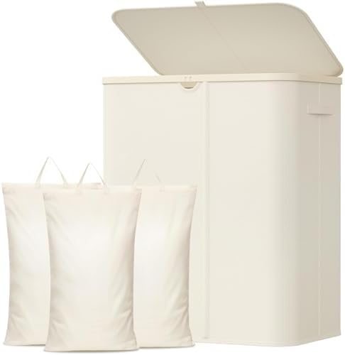 Lifewit 185L 3 Section Laundry Hamper with Lid, Laundry Basket, White by Lifewit