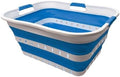 SAMMART 42L (11 gallon) Collapsible Plastic Laundry Basket - Foldable Pop Up Storage Container/Organizer - Space Saving Hamper/Basket (1, Wt/Classic Blue) by SAMMART