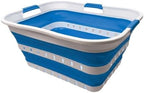 SAMMART 42L (11 gallon) Collapsible Plastic Laundry Basket - Foldable Pop Up Storage Container/Organizer - Space Saving Hamper/Basket (1, Wt/Classic Blue) by SAMMART