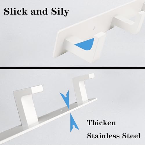 Coat Rack, Heavy Duty Stainless Steel 3 Tri Coat Hook Hanger, Wall Mounted Wall Hooks, Rustic Clothes Hook/Key Hook Rail for Bathroom Kitchen Entryway(2 Pack, 3 Hook White) - Image 5