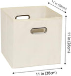 Fabric storage bins Cubes, Fabric Cube Organizer with Handle, Foldable Cube Bins for Cloth or Accessary Storage, 11x11x11, Set of 10, (Creamy White) - Image 2