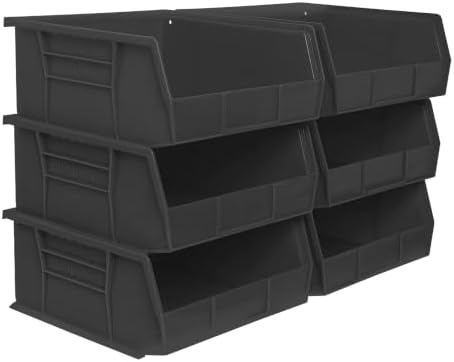 Akro-Mils 30235 AkroBins Plastic Storage Bins, 11"x11"x5", Black, 6-Pack by Akro-Mils