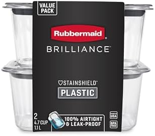 Rubbermaid Brilliance BPA-Free Food Storage Containers, Medium Deep, 4.7 Cup, 2-Pack, Airtight & Leak-Proof, Microwave & Dishwasher Safe - Image 4