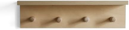 Entrance Coat Rack ，Coat Hooks, Wall-Mounted Wooden Hook Rack, Wall-Mounted Shelves are Very Suitable (Birch Colored Finish) - Image 2