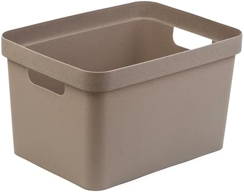 BINO | Plastic Storage Bins, 16 Liter - 2 Pack, Taupe | THE MODERN COLLECTION | Plastic Bins for Organization | Woven Storage Baskets for Organizing | Pantry Shelf Organizer Basket Container Bin - Image 6