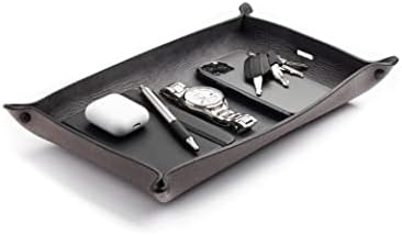 Main Street Forge Leather Valet Tray for Men – Rustic EDC Organizer for Keys, Phone & Wallet – Made in USA – Avalanche Gray by MainStreetForge