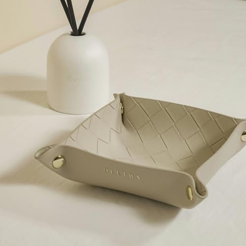 OLETHA Foldable Valet Tray, Travel Essentials, Woven Embossed, Beige - Image 6