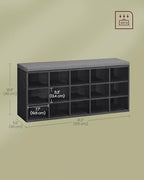 VASAGLE Shoe Bench with Cushion, 15 Compartments, 11.8 x 41.3 x 18.9 Inches - Image 2