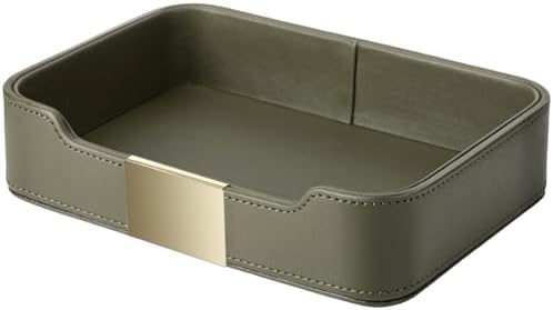 SANZIE Luxury Leather Tray Organizer, Valet Tray Key Bowl (Khaki Green) by SANZIE