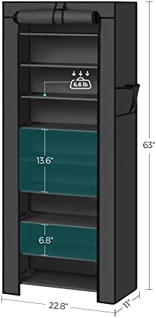 SONGMICS 10-Tier Shoe Rack with Cover, Shoe Storage Cabinet for 27-35 Pairs - Image 3