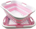 SAMMART Pack of 2 Collapsible Plastic Laundry Basket & Clothes Hamper, Comfort Non-Slip Handle, Foldable Storage Organizer with Space Saving Design, Portable Pop Up Container for Indoor and Outdoor by SAMMART