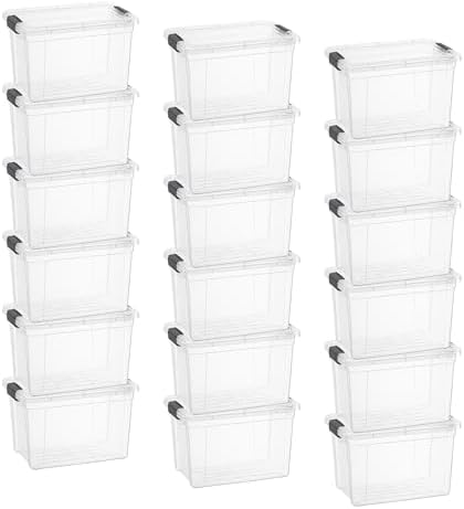 Superio 8.7 Quart Clear Plastic Storage Boxes with Lids, Stackable Organizer Containers, BPA-Free Storage Bins for Home, Office, School & Dorm, 18 Pack by Superio