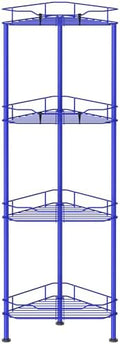 HuggieGems Metal Floor Standing Corner Shower Caddy, Dark Blue, 4 Tier by HuggieGems