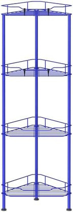 HuggieGems Metal Floor Standing Corner Shower Caddy, Dark Blue, 4 Tier by HuggieGems