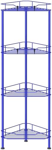 HuggieGems Metal Floor Standing Corner Shower Caddy, Dark Blue, 4 Tier by HuggieGems