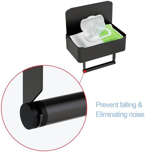JUYSON Toilet Paper Holder with Shelf, Flushable Wipes Dispenser Fits for Bathroom Wipe Storage, Keep Your Wipes Hidden Out of Sight - SUS304 Stainless Steel Wall Mount Organizer (Matte Black) - Image 6