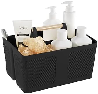 Shower Caddy Portable and Cleaning Caddy Organizer for Bathroom, Kitchen, Toiletries Storage ，Caddy organizer with handle, Rust-Resistant, Durable Material (Black, 9.36" L×7.73" W×7.24" H) by Xuhdukc