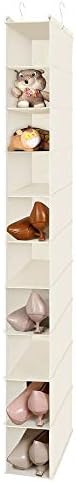 MAX Houser 10-Shelf Hanging Shoe Shelf Organizer for Closet Beige | Foldable Hanging Shoe Storage Shelf with 2 Metal Hooks, Space Saving Storage for Narrow Space by MAXHouser