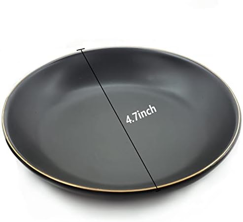 HANKOR 4.75" Ceramic Jewelry Tray, Small Ring Dish Holder Trinket Tray, Catch All Trays for Ring Earring Necklace Key, Christmas Gifts for Women Girls, Black - Image 5