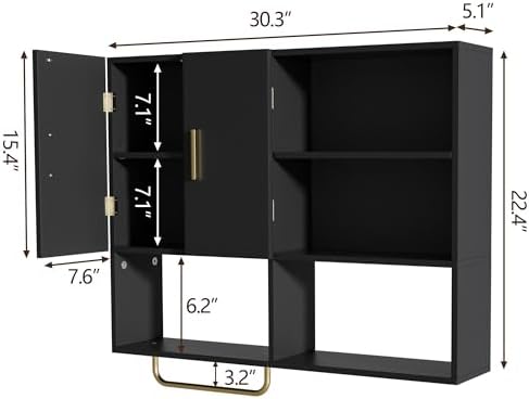 Bathroom Wall Cabinet Wood Large Wall Mounted Medicine Cabinet - Image 2