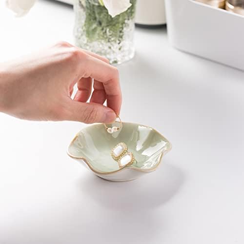 Mecaikru Ceramic Trinket Dish, 4in Ring Tray with Kiln Glaze Jewelry Dish - Image 5